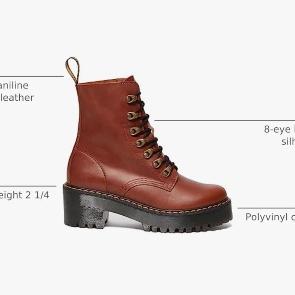 Dr. Martens Leona Women's Combat Boot, Size 6 - Brown - NIB - Picture 2 of 6